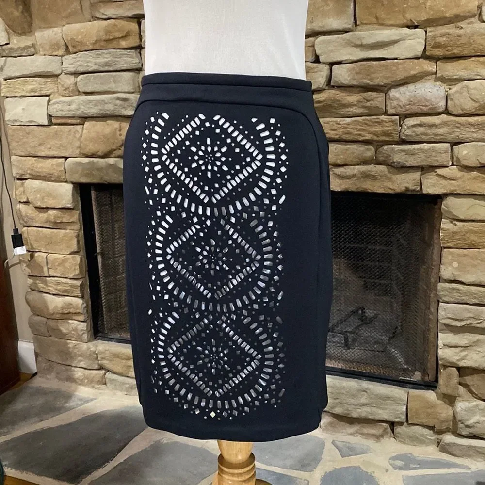 Worthington Black White Laser Cut Pencil Skirt Size 12